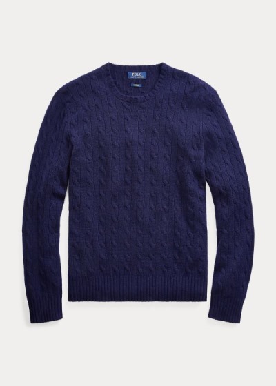 Sueter Polo Ralph Lauren Hombre Azul Claro Marino - Cable-Knit Cashmere - WUKNV9014